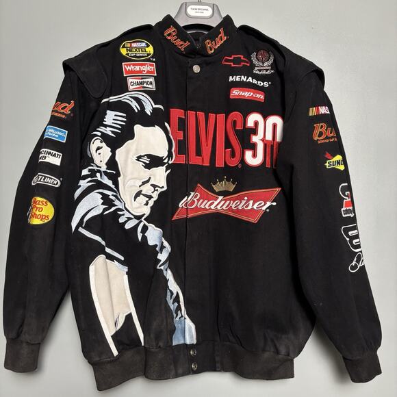 Vintage Elvis Presley NASCAR Dale Earnhardt Jr Stadium Pit Crew Jacket Logo XL - Picture 2 of 16